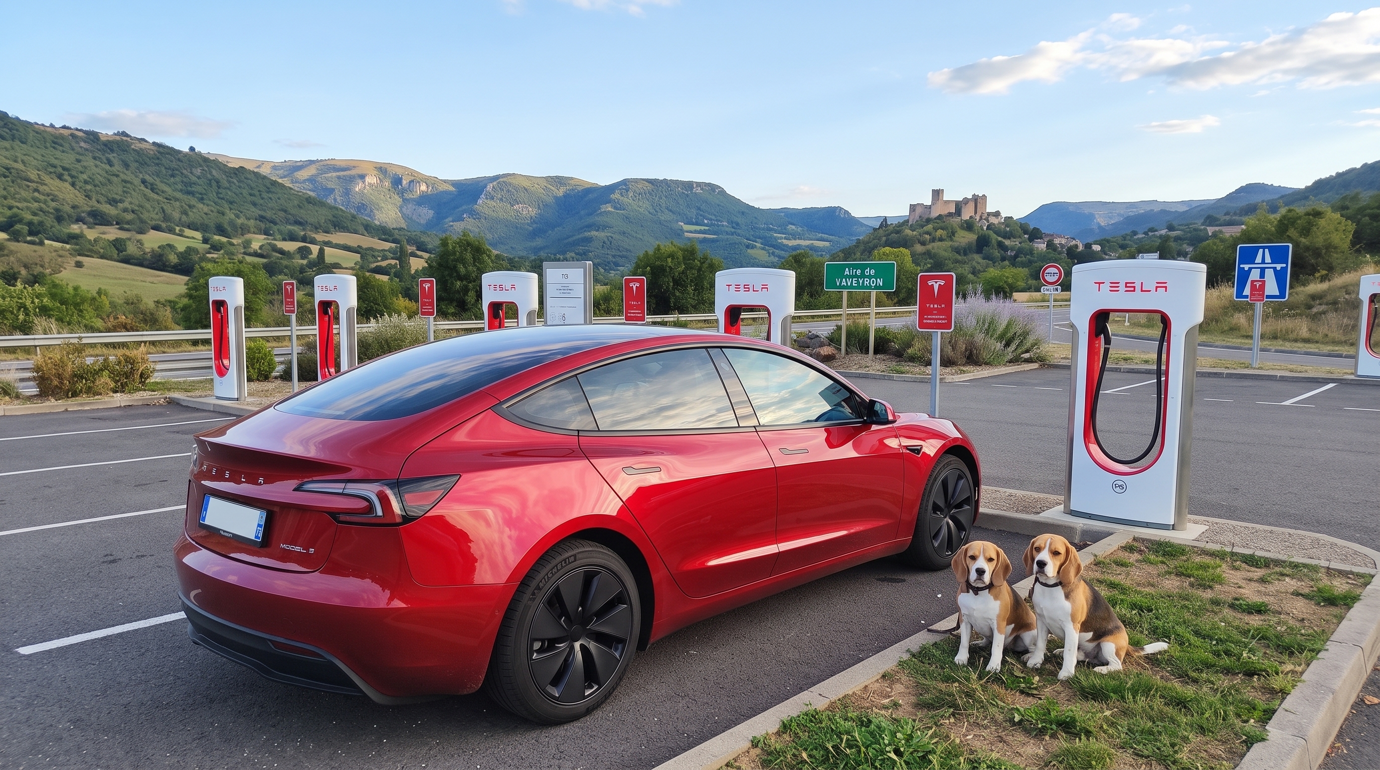 Image principale de l'article Lille–Argelès en Tesla Model 3 : 2 200 km, huit recharges et deux chiens