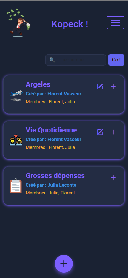 Image principale du projet Kopeck - Application de Gestion de Dépenses en Groupe